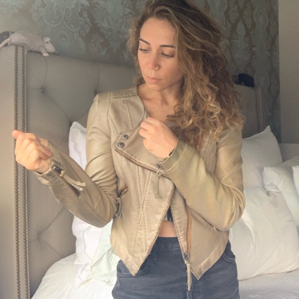 Free People Faux Leather Crop Jacket size 2